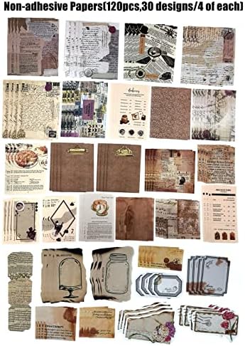 Esweny 260PCS Vintage Journaling Scrapbooking Supplies Scrapbook Sticker Paper Ephemera Pack for Junk Journal Planners Collage Craft Notebooks Album (Coffee and Bread)