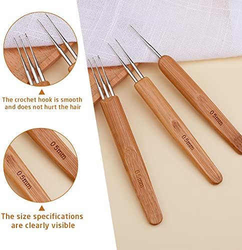 QMNNMA Crochet Needle for Locs, 48 Pcs Dreadlock Crochet Hook for Hair