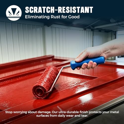 Metal Paint Red 5.3oz Waterpoof Anti Rust Preventative White Paint for Metal, Anti Rust Enamel Multi Surface Acrylic White Paints Refinishing Kit for Metals, Gate, Fence, Railing, Craft, Wood, Walls
