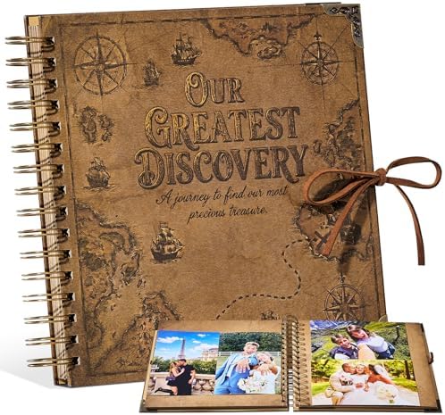 Adventure Book 8x8 Scrapbook Photo Album, Travel Diary with Metal Corner Protectors, 250 gsm Acid-Free Kraft Paper DIY Memory Book for Wedding Guestbook Anniversary, Baby & Family Gifts