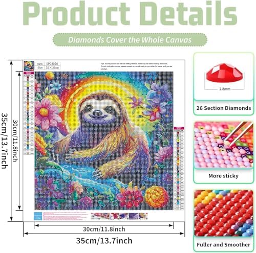 YOLENIX Sloth Diamond Art Kits for Adult Diamond Painting Kit for Beginner