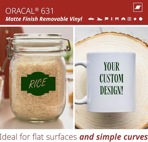 ORACAL 631 Matte Dark Green Vinyl Durable Roll Easy to Weed Permanent Adhesive Craft Vinyl for Plotting Machines, Decals & DIY Projects 12” x 10ft