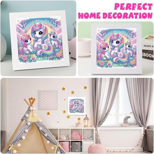 Cartoon Diamond Art Painting Kits for Kids with Frame Ages 4-8-12 (7x7 in)