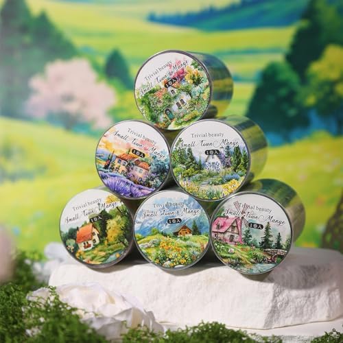PET Tape Stickers for Journaling 6 Rolls Flower Washi Tape Stickers Decorative Tape for Crafts Scrapbooking Junk Journal Supplies, County Life
