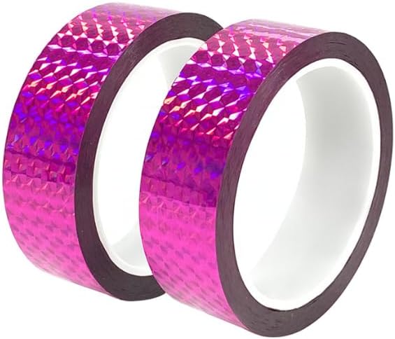 Self-Adhesive Holographic Reflective Tape Prism Tape Holographic Reflective Tape for Keep Birds Away, Craft Projects, DIY Art, Home, Daily Use (Pink, 1 Inch x 55 Yard)