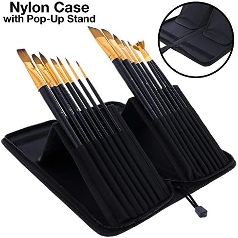 U.S. Art Supply 15 Piece Artist Long Handle Synthetic Paint Brush Set