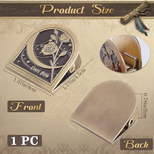 CRASPIRE Travelers Notebook Clips Metal Book Clip Vintage Antique Bronze Rose Themed Flower Decorative Binder Page Holder for TN Travelers Art Journaling Reading Decoration Accessories