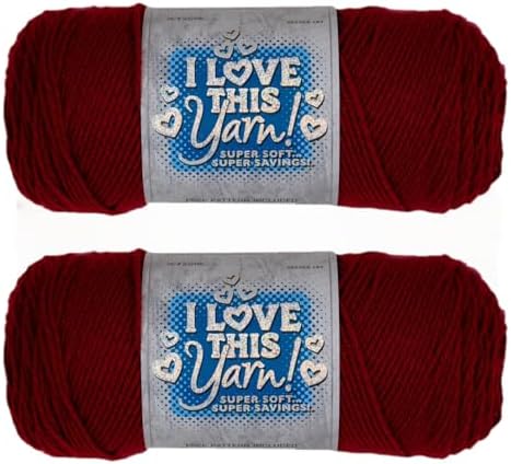 Hobby Lobby I Love This Yarn, 100% Acrylic, 50 Cranberry, Set of 2