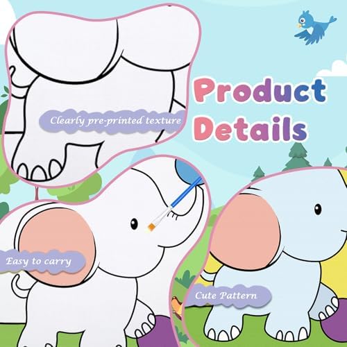 Anseal 12 Packs Pre Drawn Canvas to Paint, 4" X 4" Animal Pre-Printed Canvas Paint Party, Stretched Outline Painting Boards for Beginners, Party Favor