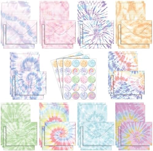 TaoBary 160 Pcs Tie Dye Stationery Paper and Envelopes Set, 5.5 x 8.25''