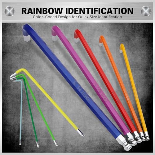 ELEAD 29-Piece Hex & Torx Key Set: Rainbow Colored Allen Wrench Set, SAE(1/16"-3/8") & Metric(1.5mm-10mm) & Torx(T10-T50), Long Arm Ball End, Allen Keys with T-Handle and Extension Bar