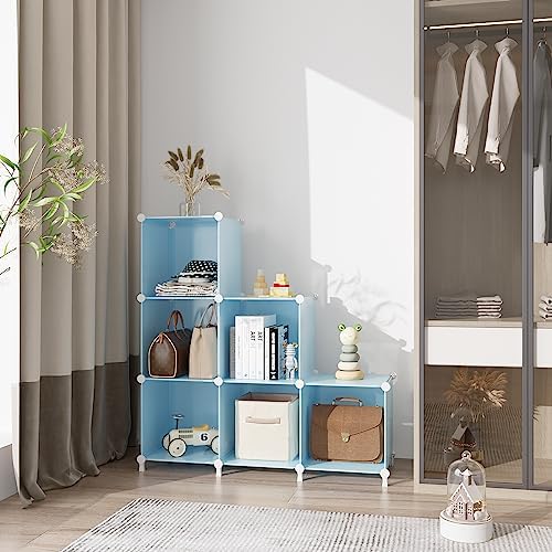 AWTATOS Cube Storage Organizer, Closet Organizers, 6 Cube Shelf, Blue