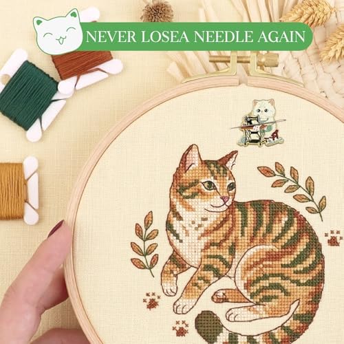 WUSUTE Cute Cat Needle Minder, Funny Cat Needle Minder Magnet for Cross Stitch, Embroidery Sewing Sewing Accessories for Needle Organizing