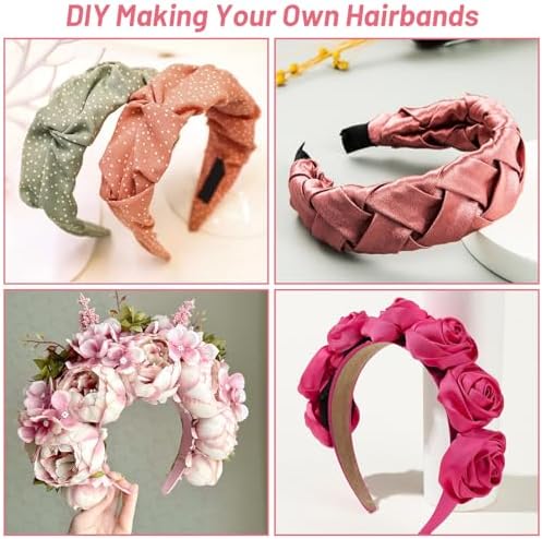 anezus 16 Pcs Satin Headbands Bulk 1 Inch Anti-slip Ribbon Hair Bands Plain Hard Headbands for Women Girls DIY Craft Hair Accessories (Pastel Color)