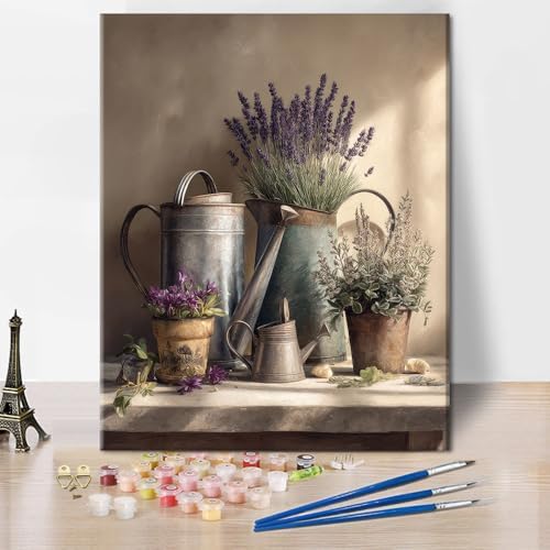 TUMOVO Flowers Acrylic Paint by Numbers Kit for Adults Floral in Tin Cans
