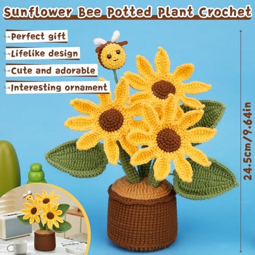 LUNARM Crochet Kits, Crochet Kit for Beginners Adults Sunflower