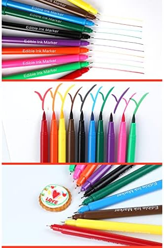 1 Set Edible Pigment Pen Food Color Brush, 10 colors in a box