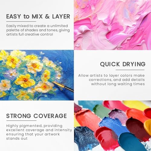 40 Pcs Acrylic Paint Set, 24 Colors 2oz/60ml Rich Pigments (Classic)