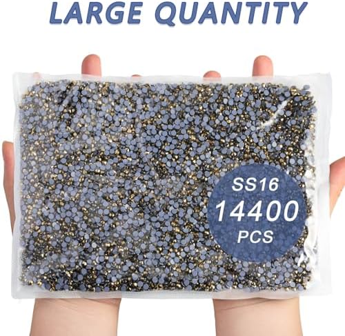 Beadsland Hotfix Rhinestones Bulk, Aurum, SS16, 14400pcs