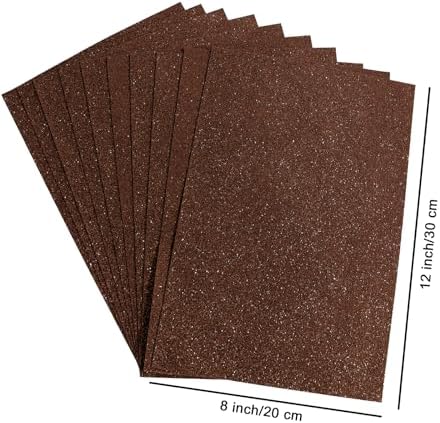 10 Sheets Glitter Cardstock Paper for Thanksgiving Christmas, Self-adhesive Backs 30 X 20cm A4 Paper for Card DIY Crafts Card Scrapbook Decoration (Brown)
