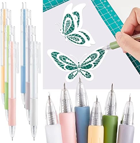 6 Pieces Pen Knife Paper Cutting Knife Tools,Multiple Colors | Precision Carving Pen for Stencil Art Scrapbooking, Dual-tip Design Precision Tool, Replacement Blades for Paper Projects