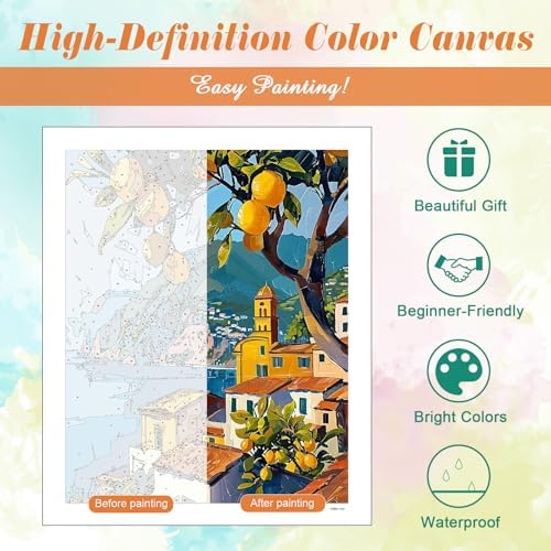 Kalonyth Lemon Tree Paint by Numbers Kit for Adults, 16x20 inch, No Framed
