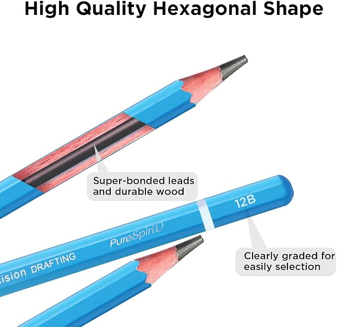 Sketch Pencils for Drawing 12B, 12pcs Softest and Darkest Professional Graphite Pencils, Art Drawing Pencils for Shading for Artists & Beginners