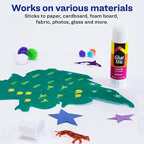 Avery® Glue Stic™, White Glue Sticks, Washable, 1.27 oz, 6 Total (98073)