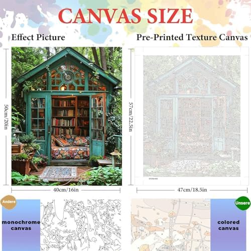 ajepon Bookshop Paint by Numbers Kit for Adults - Painting by Number Kits Books, Bookshop Adults Paint by Numbers Kits on Canvas Without Frame Oil Painting for Home Wall Decor 16X20inch