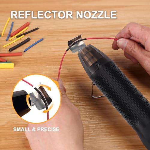 350W Heat Gun 2-Temp 392°F/662°F Hot Air Gun for Crafts & Shrink Tubing | 1.5s Fast Heat, Overheat Protection, UL Cord, 6.56ft Cable with Stand, 2 Nozzles for Resin, Epoxy & DIY Projects