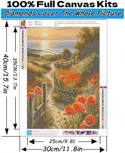 Acelii Flower Diamond Painting Kits for Adults Beginners, 5D Full Drill Gem Painting DIY Craft, Diamond Art Painting Kits, Gem Art Kits for Adults,Home Wall Decor Gift 11.8X15.7 Inch