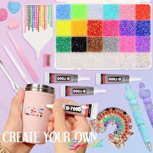 28000 Pcs Color Rhinestones Bedazzling Kit, Transparent AB Resin Gems