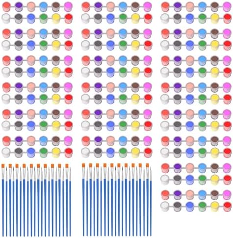 Yeeart 20 Pack Mini Acrylic Paint Set,12 Colors Acrylic Strips for Kids, 240 PCS Kids Paint Set Container Strips Storage, Craft Paint for Home Birthday Classroom Party Favors