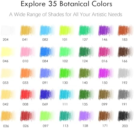 KALOUR PDAS 36-piece Green Botanical Colored Pencil Set, Pre-sharpened Wooden Colored Pencils for Adults Artists Beginners Coloring Books Drawing & Sketching
