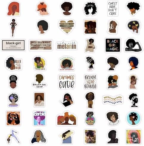 100Pcs Black Girl Stickers for Planners and Journals - Black Girl Magic Gifts, Women Vision Board Laptop Decals, Gifts for Women & Men