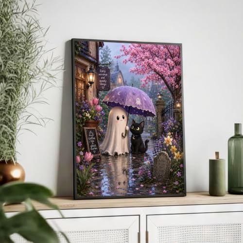 Halloween Paint by Numbers Kit for Adults,Ghost Adult Paint by Number 16x20 | DIY Paint by Numbers for Adults, Halloween Wall Decor Gifts, DIY Acrylic Oil Painting Pre Drawn Canvas Stress Relief