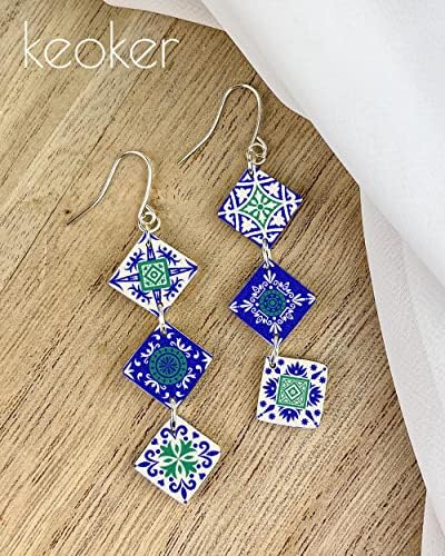 KEOKER 3PCS Tile Silk Screen Stencils for Polymer Clay, Tile Pattern Polymer Clay Stencil