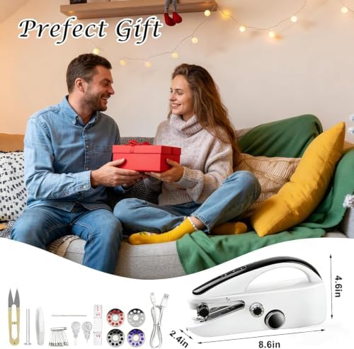 Handheld Sewing Machine, Easy to Use Portable Electric Mini Sewing Machines for Beginners with Two Speeds, with Complete Accessories Kit, Suitable for Home - Black