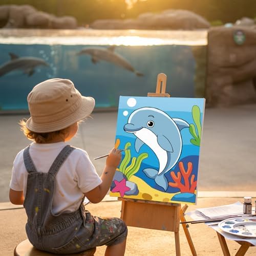 Louise Maelys 12 Packs Animal Pre Drawn Canvas to Paint for Boys Girls