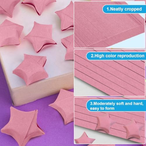 FoDau770 Solid Color Star Paper Strips - 360 Sheet, Pastel Pink