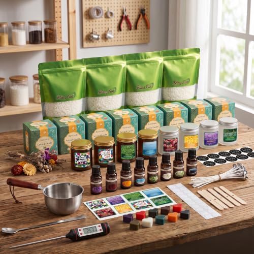 Blingfun Soy Wax for Candle Making Kit-DIY Candle Making Supplies Include Soy Wax, Candle Tins,Pouring Pot, Essential Oils, Thermometer & More, Perfect as Home Decoration