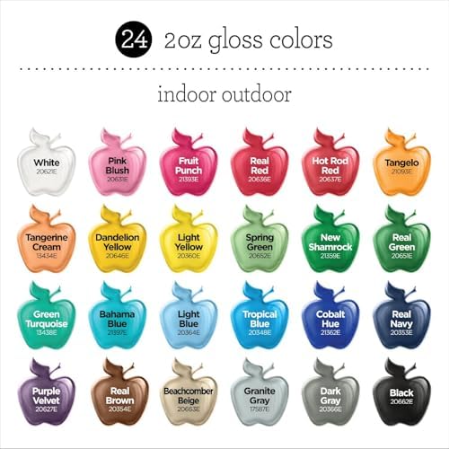 Apple Barrel Gloss Acrylic Craft Paint and Brush Kit, Set of 36