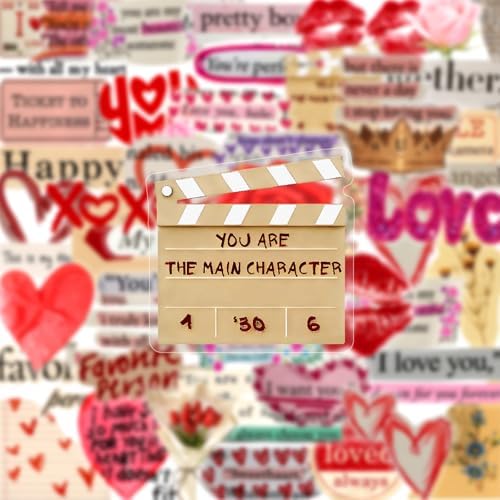 50pcs Retro Valentine's Day Stickers for Laptop Water Bottles, Transparent PET Waterproof Adhesive Lover Decals Wife Sticker for Adult Birthday Party Scrapbook Phone (Retro-3)