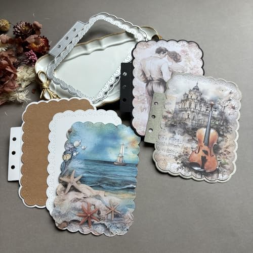 LZBRDY Vintage Charm Lace Frame Die-Cut - Carbon Steel Crafting Dies for Scrapbooking, Card Making, Greeting Cards and Journaling Supplies (Rectangular Lace Loose Leaf 5.6 x 4.4 in)