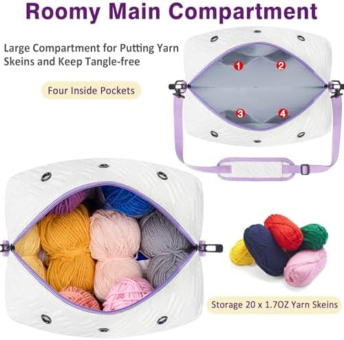 IBFUN Crochet Yarn Knitting Bag Organizer for Knit Accessories Hooks