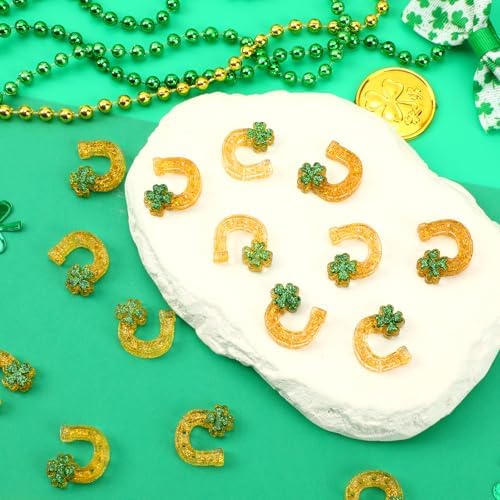 60Pcs Mini Resin Horseshoe Charms for St. Patrick's Day DIY Crafts