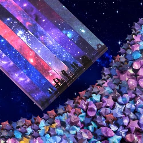 Origami Paper Stars, Colorful Handcraft Origami Lucky Star Paper DIY Paper Arts Creativity Hand Art Crafts (Starry sky gradual change(540) sheets)