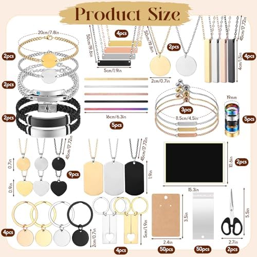 Quelay 99 Pcs Laser Engraving Materials Bulk 46 Jewelry Making Accessories