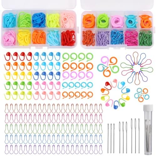 Hssugi 326PCS Stitch Marker, Crochet Knitting Markers with Sewing Needles
