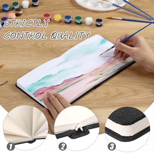 2 Pcs 5.5in Watercolor Sketchbook Journal Square Watercolor Notebook Black